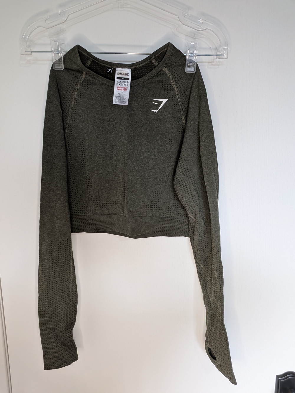 Gymshark Olive Green Seamless Long Sleeve Crop Top